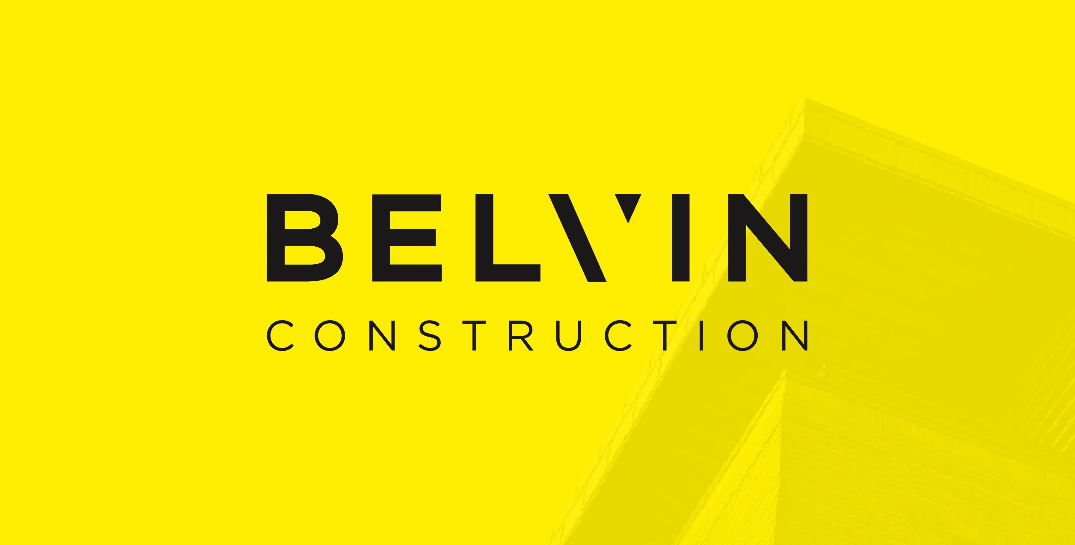 Belvin Construction logo on rectangle banner