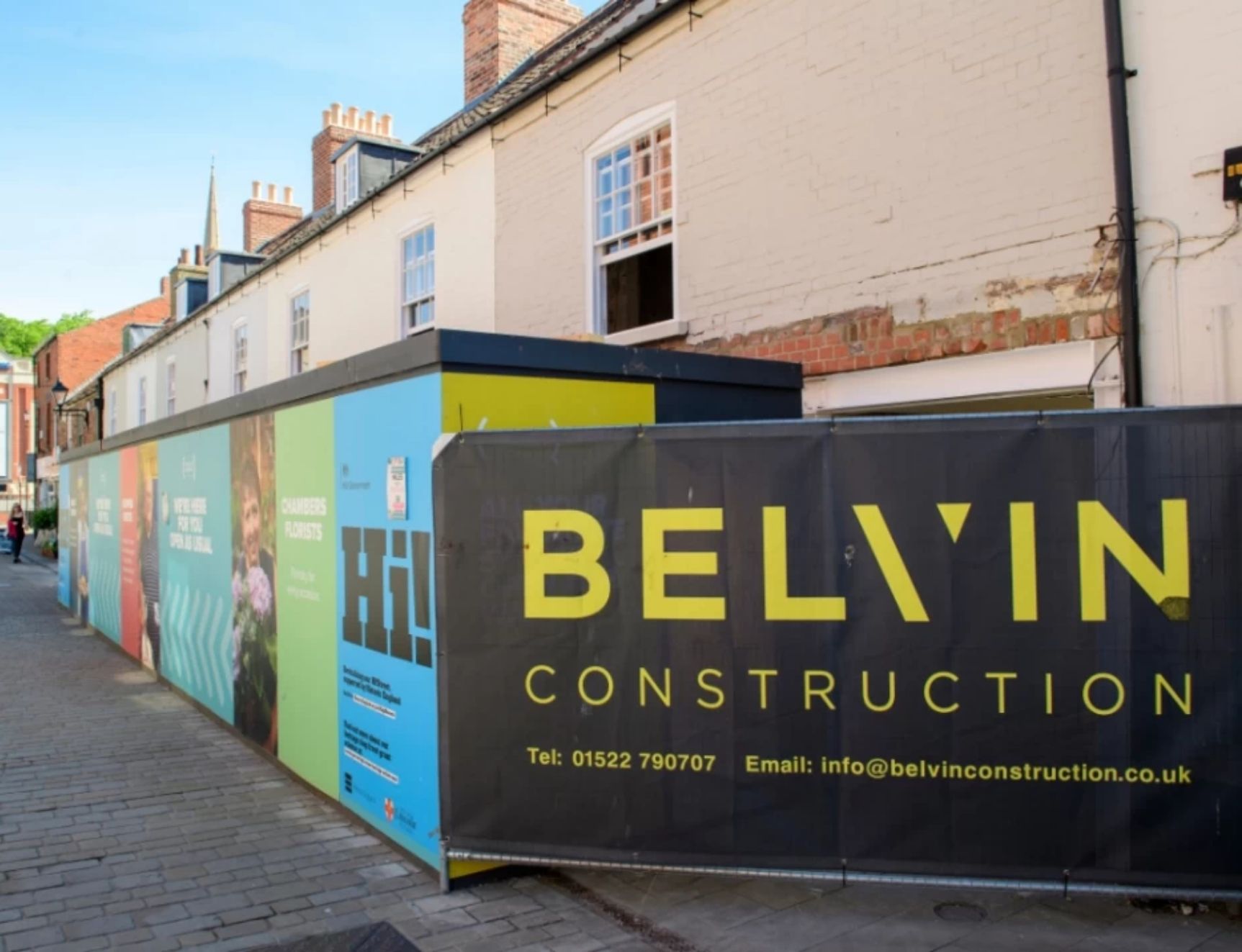 Belvin Construction street signage on a street outside a construction yard