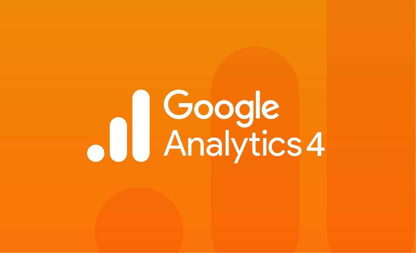 Google Analytics 4 logo on orange background